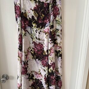 Elie Tahari Floral Maxi Skirt in Burgundy and Green